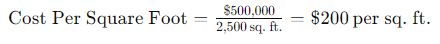 Calculation of Construction Cost Per Square Foot